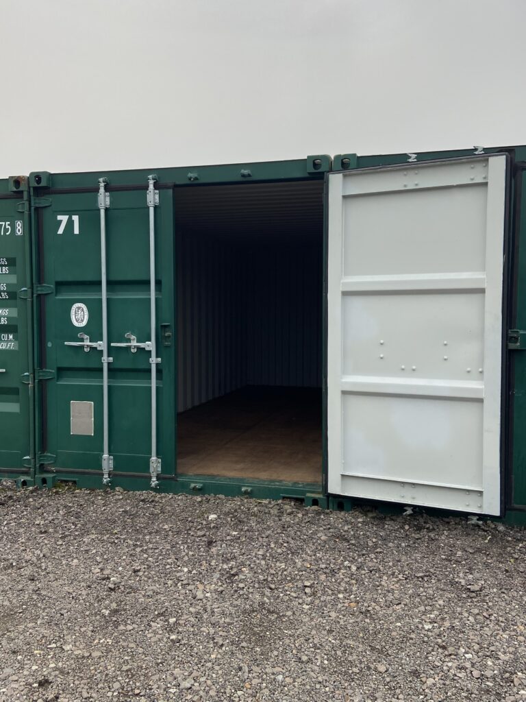 An open shipping container for storage